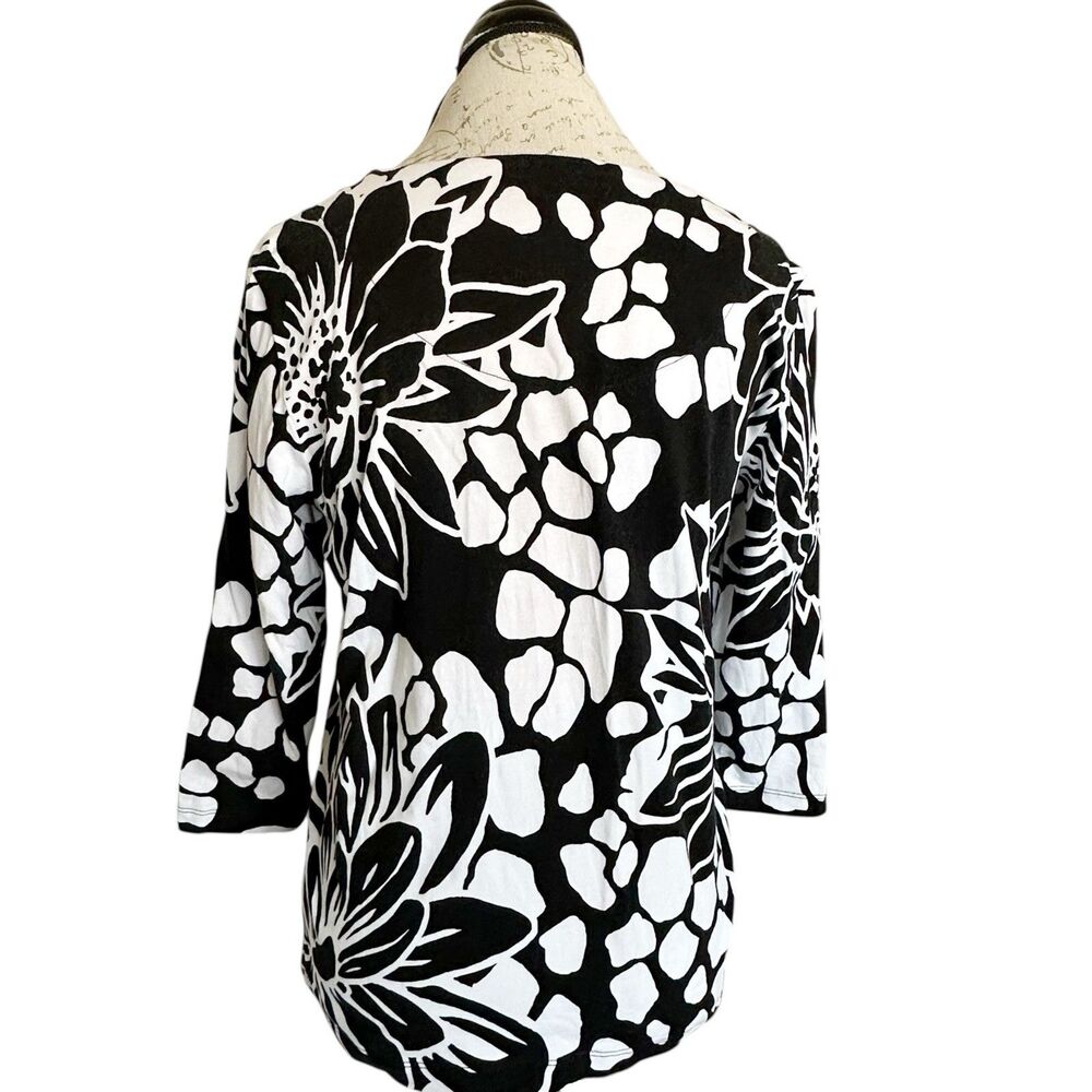 Alfred Dunner Blouse Sz Petite Small 3/4 Sleeve Floral Y2k 2000's Retro Elegant - Picture 3 of 12